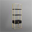 Posh Living Mano Stainless Steel 3-Shelf & 1-Drawer Bookcase Black/Gold