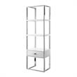 Posh Living Mano Stainless Steel 3-Shelf & 1-Drawer Bookcase White/Chrome