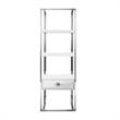 Posh Living Mano Stainless Steel 3-Shelf & 1-Drawer Bookcase White/Chrome