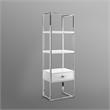 Posh Living Mano Stainless Steel 3-Shelf & 1-Drawer Bookcase White/Chrome