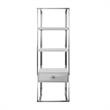 Posh Living Mano Stainless Steel 3-Shelf & 1-Drawer Bookcase Light Gray/Chrome