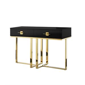 posh living mano 2-drawers stainless steel base console table