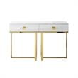 Posh Living Mano 2-Drawers Stainless Steel Base Console Table White/Gold