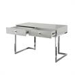 Posh Living Mano 2-Drawers Stainless Steel Base Bedroom Vanity Light Gray/Chrome