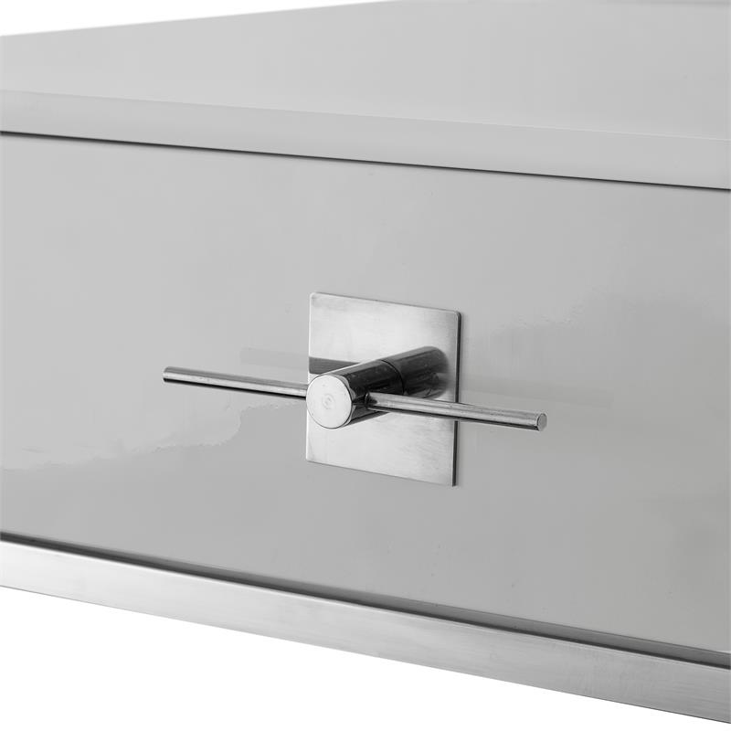 Posh Living Mano 2-Drawers Stainless Steel Base Bedroom Vanity Light Gray/Chrome