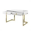 Posh Living Mano 2-Drawers Stainless Steel Base Bedroom Vanity White/Gold