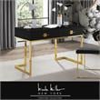 Posh Living Mano 2-Drawers Stainless Steel Base Bedroom Vanity Black/Gold
