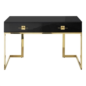 Posh Living Mano 2-Drawers Stainless Steel Base Bedroom Vanity Black/Gold