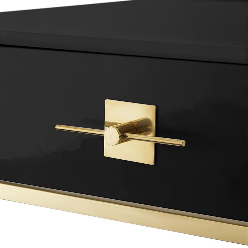 Posh Living Mano 2-Drawers Stainless Steel Base Bedroom Vanity Black/Gold