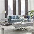 Posh Living Mano 1-Drawer Stainless Steel Base End Table in Light Gray/Chrome