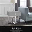Posh Living Mano 1-Drawer Stainless Steel Base End Table in Light Gray/Chrome