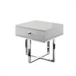 Posh Living Mano 1-Drawer Stainless Steel Base End Table in Light Gray/Chrome
