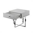 Posh Living Mano 1-Drawer Stainless Steel Base End Table in Light Gray/Chrome