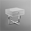 Posh Living Mano 1-Drawer Stainless Steel Base End Table in Light Gray/Chrome