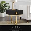 Posh Living Mano 1-Drawer Stainless Steel Base End Table in Black/Gold