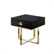 Posh Living Mano 1-Drawer Stainless Steel Base End Table in Black/Gold