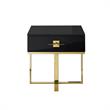 Posh Living Mano 1-Drawer Stainless Steel Base End Table in Black/Gold