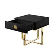 Posh Living Mano 1-Drawer Stainless Steel Base End Table in Black/Gold