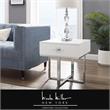 Posh Living Mano 1-Drawer Stainless Steel Base End Table in White/Chrome