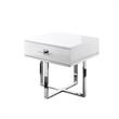 Posh Living Mano 1-Drawer Stainless Steel Base End Table in White/Chrome