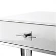 Posh Living Mano 1-Drawer Stainless Steel Base End Table in White/Chrome