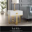Posh Living Mano 1-Drawer Stainless Steel Base End Table in White/Gold
