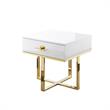 Posh Living Mano 1-Drawer Stainless Steel Base End Table in White/Gold