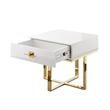 Posh Living Mano 1-Drawer Stainless Steel Base End Table in White/Gold