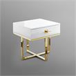 Posh Living Mano 1-Drawer Stainless Steel Base End Table in White/Gold