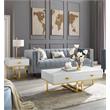 Posh Living Mano 1-Drawer Stainless Steel Base End Table in White/Gold