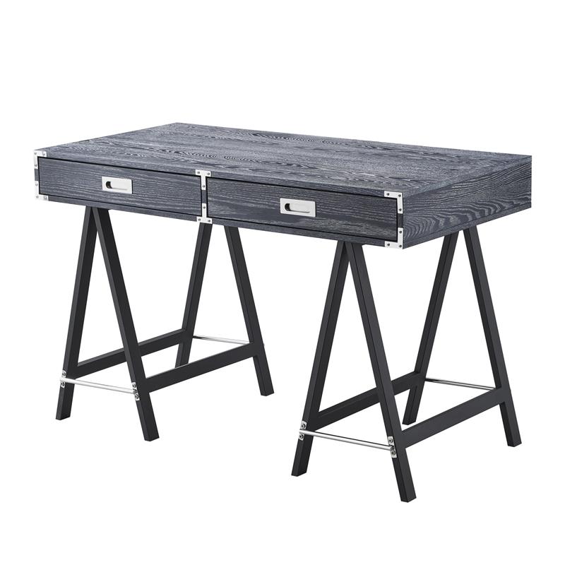 Posh Living Alleyne 2-Drawers Rectangle Wood Writing Desk in Black