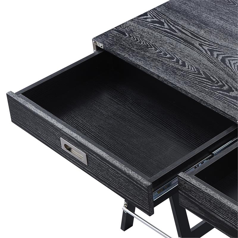 Posh Living Alleyne 2-Drawers Rectangle Wood Writing Desk in Black