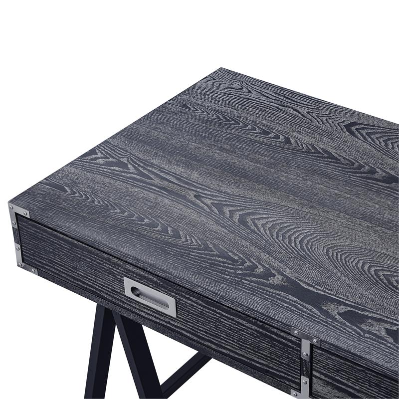 Posh Living Alleyne 2-Drawers Rectangle Wood Writing Desk in Black