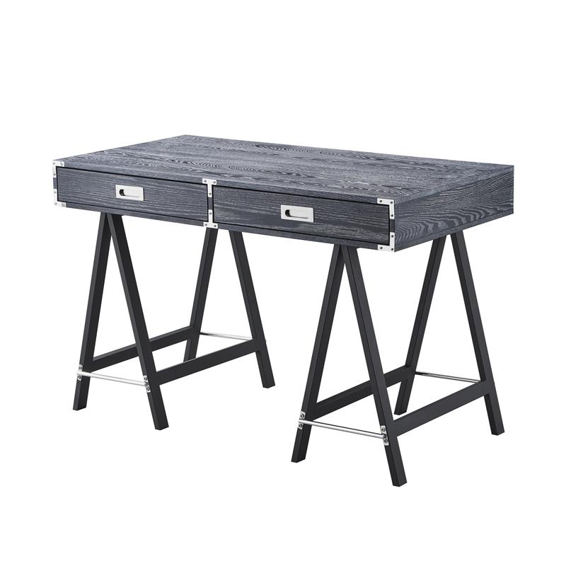 Posh Living Alleyne 2-Drawers Rectangle Wood Writing Desk in Black