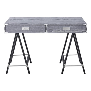 Posh Living Alleyne 2-Drawers Rectangle Wood Writing Desk in Gray