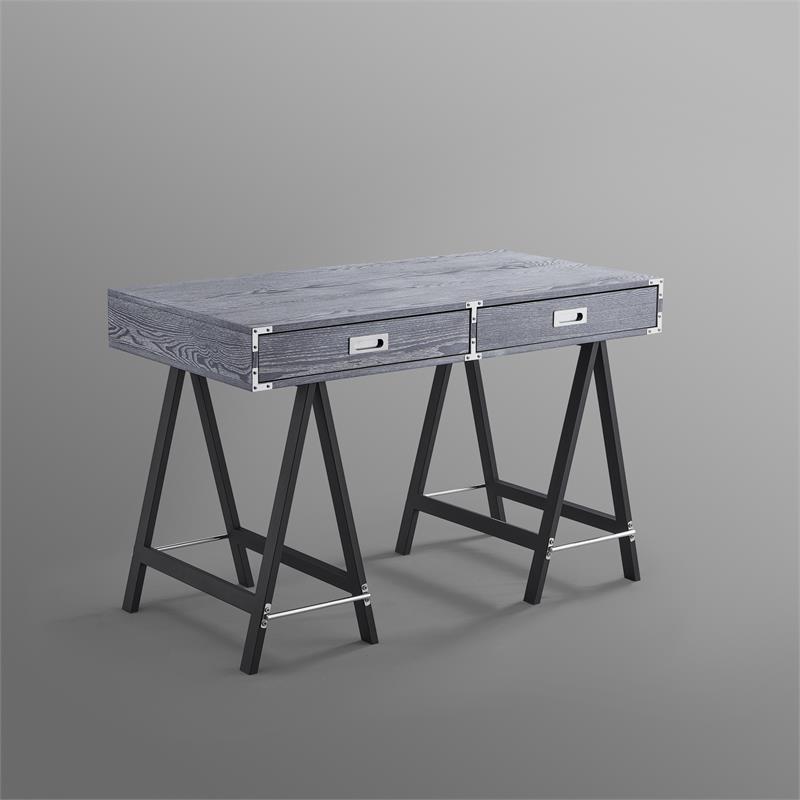 Posh Living Alleyne 2-Drawers Rectangle Wood Writing Desk in Gray