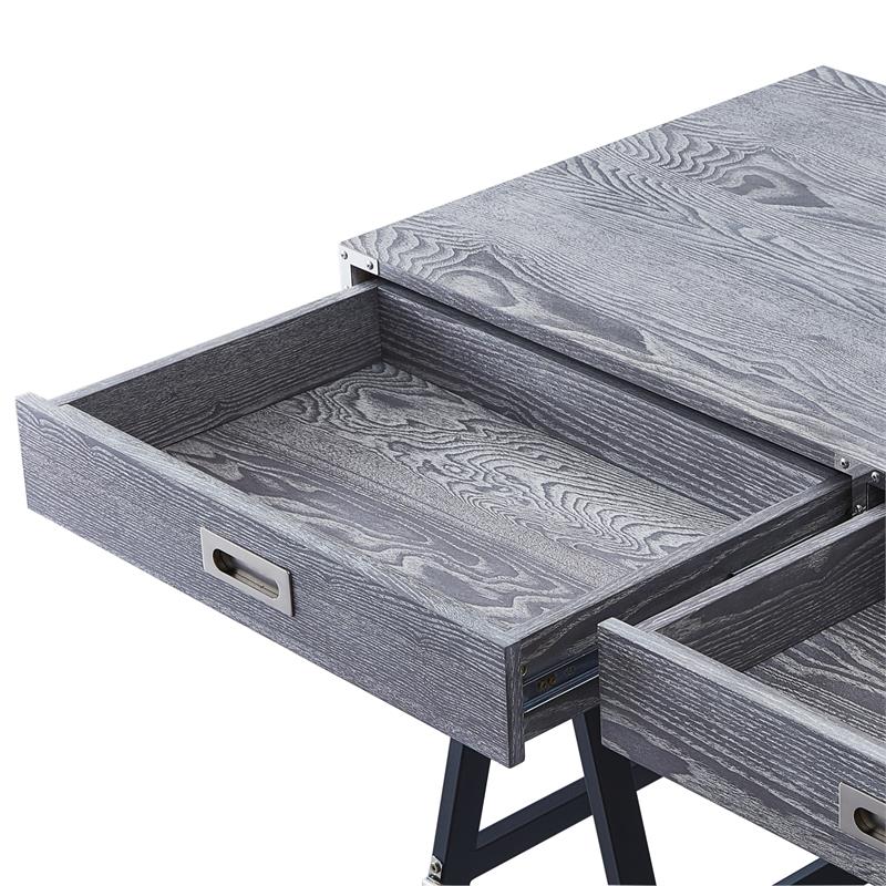 Posh Living Alleyne 2-Drawers Rectangle Wood Writing Desk in Gray