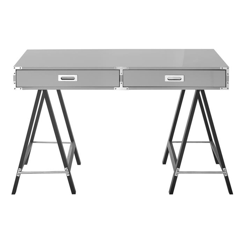 Posh Living Alleyne 2-Drawers Rectangle Wood Writing Desk in Light Gray