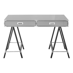 Posh Living Alleyne 2-Drawers Rectangle Wood Writing Desk in Light Gray
