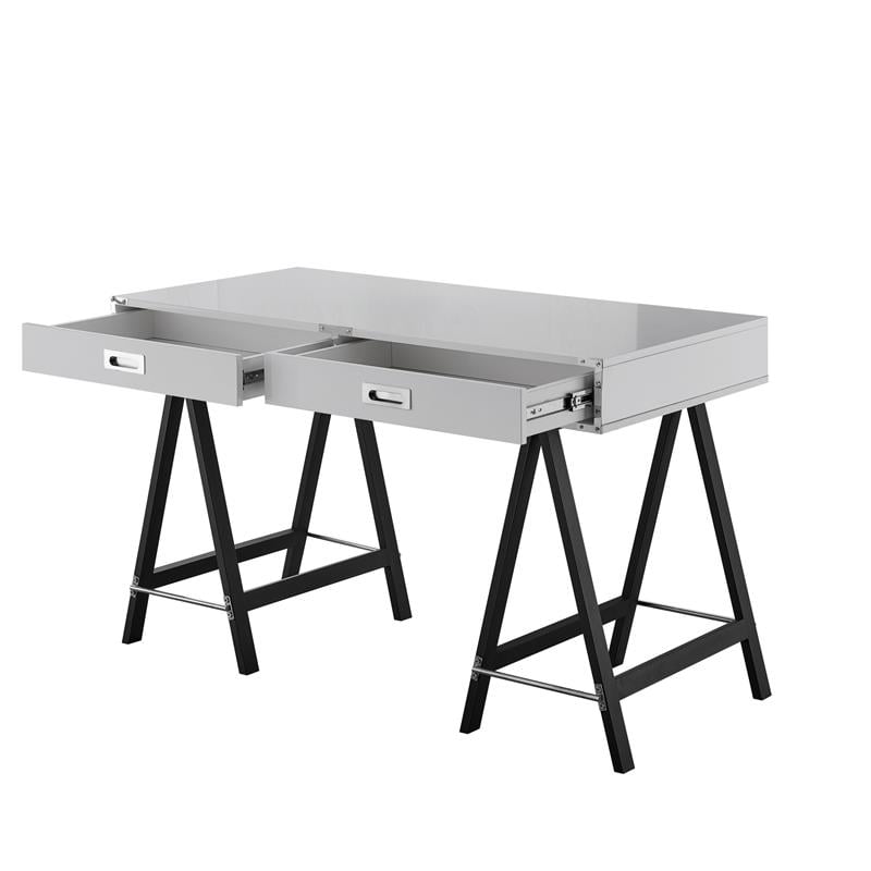 Posh Living Alleyne 2-Drawers Rectangle Wood Writing Desk in Light Gray