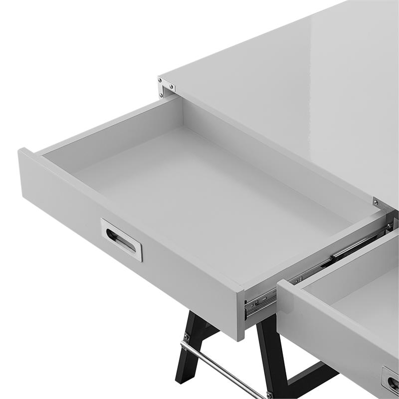 Posh Living Alleyne 2-Drawers Rectangle Wood Writing Desk in Light Gray