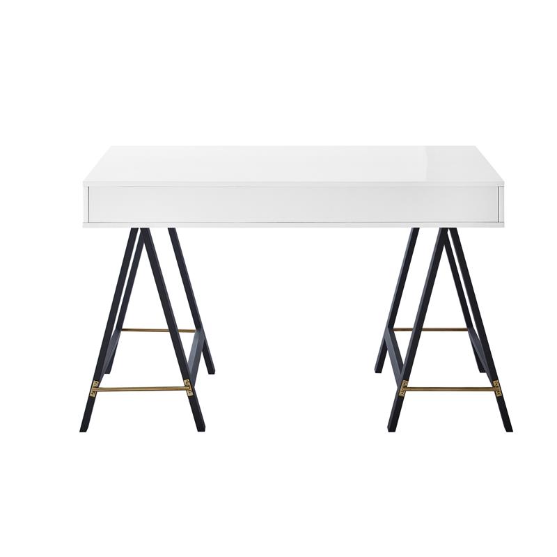 Posh Living Alleyne 2-Drawers Rectangle Wood Writing Desk in White