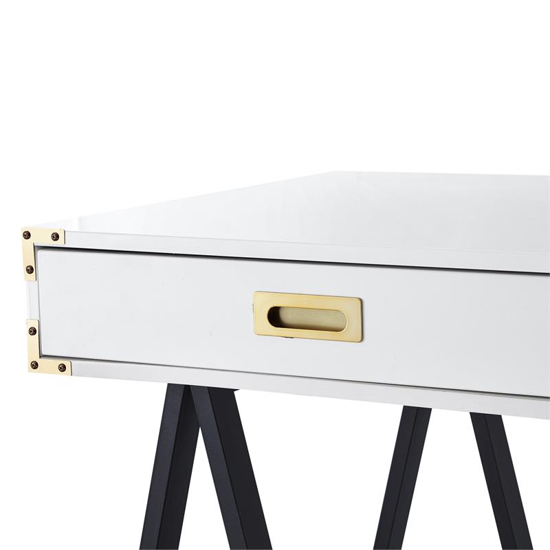 Posh Living Alleyne 2-Drawers Rectangle Wood Writing Desk in White