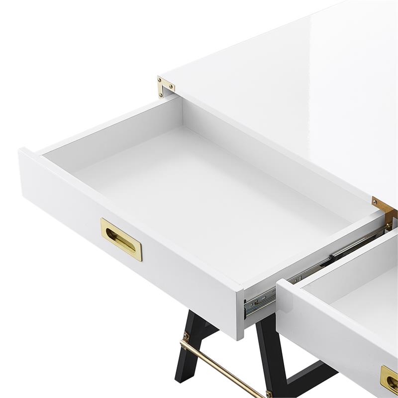 Posh Living Alleyne 2-Drawers Rectangle Wood Writing Desk in White