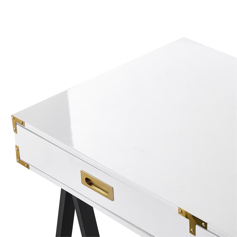 Posh Living Alleyne 2-Drawers Rectangle Wood Writing Desk in White