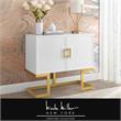Posh Living Maleia 2-Doors Oak Veneer Wood Accent Chest in White/Gold