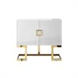 Posh Living Maleia 2-Doors Oak Veneer Wood Accent Chest in White/Gold