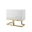 Posh Living Maleia 2-Doors Oak Veneer Wood Accent Chest in White/Gold