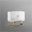 Posh Living Maleia 2-Doors Oak Veneer Wood Accent Chest in White/Gold