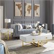 Posh Living Mano 2-Drawers Stainless Steel Base Coffee Table - White/Gold